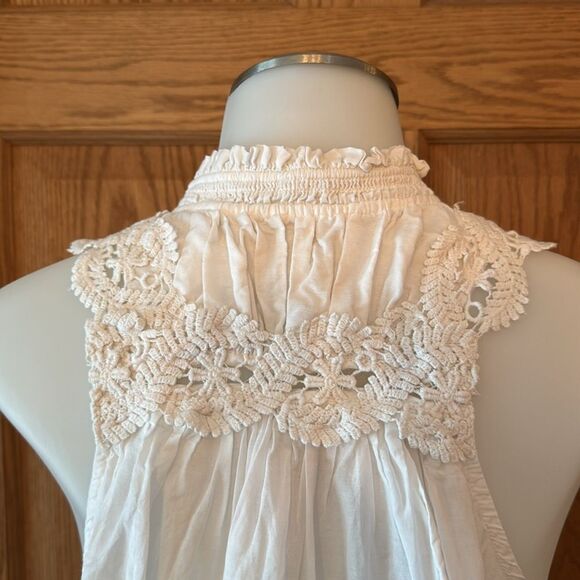 FREE PEOPLE Lace Sleeveless Shirt With Crossover Back - Picture 7 of 12